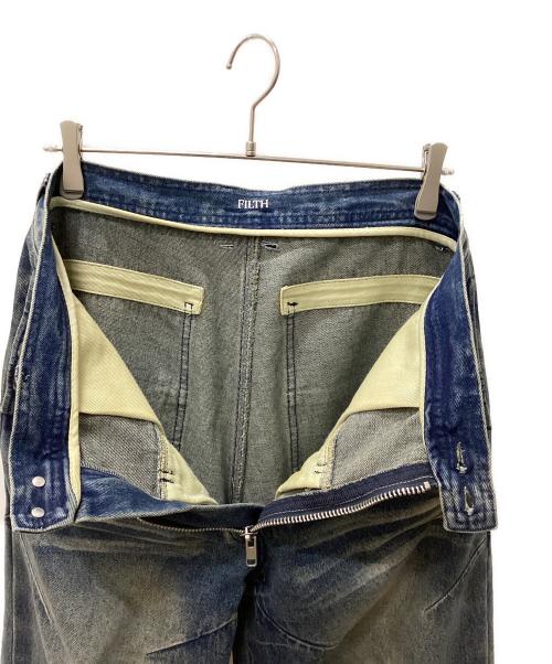 FILTH（フィルス）FILTH (フィルス) FRONT ZIP BAGGY インディゴ サイズ:2の古着・服飾アイテム