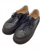 JIL SANDERジルサンダー）の古着「プラットフォームレザースニーカー」｜ブラック