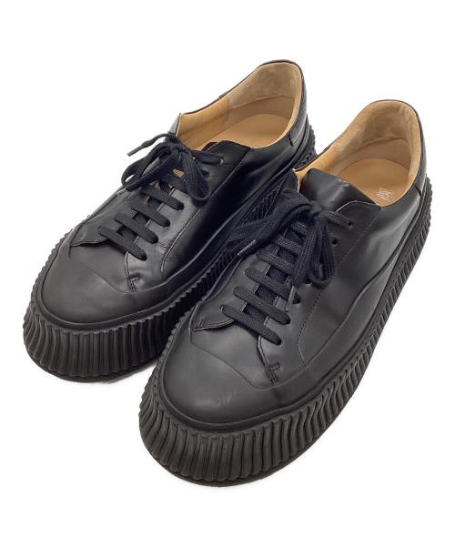 JIL SANDER（ジルサンダー）JIL SANDER (ジルサンダー) プラットフォームレザースニーカー ブラック サイズ:25cmの古着・服飾アイテム