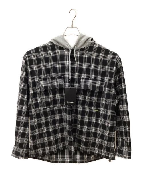 SUBCIETY（サブサエティ）SUBCIETY (サブサエティ) フーディチェックシャツ ブラック サイズ:L 未使用品の古着・服飾アイテム