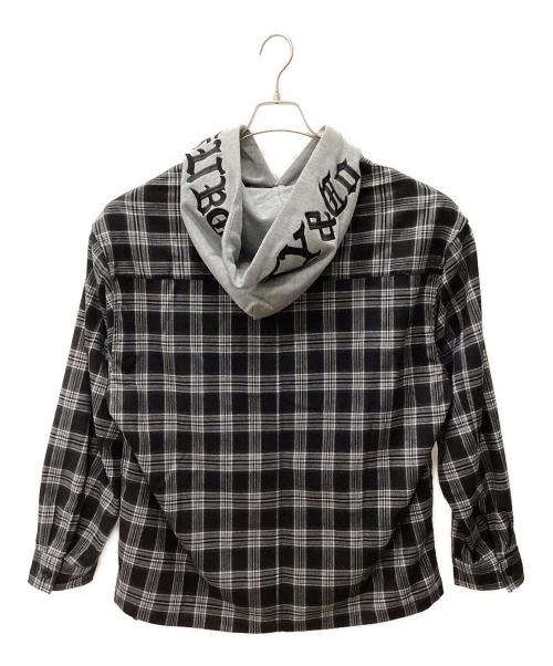 SUBCIETY（サブサエティ）SUBCIETY (サブサエティ) フーディチェックシャツ ブラック サイズ:L 未使用品の古着・服飾アイテム