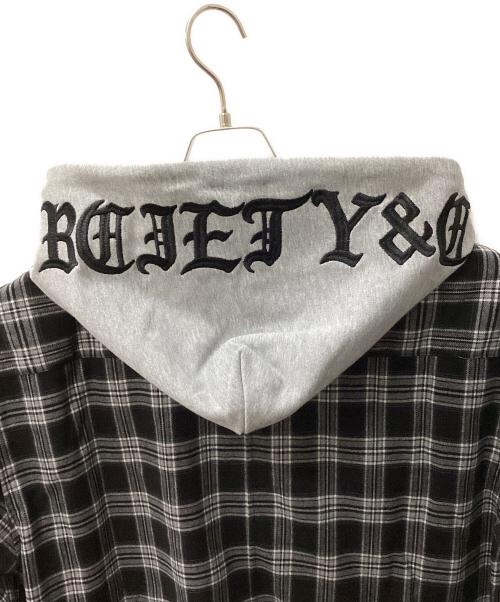 SUBCIETY（サブサエティ）SUBCIETY (サブサエティ) フーディチェックシャツ ブラック サイズ:L 未使用品の古着・服飾アイテム