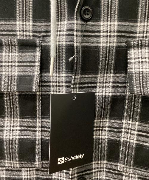 SUBCIETY（サブサエティ）SUBCIETY (サブサエティ) フーディチェックシャツ ブラック サイズ:L 未使用品の古着・服飾アイテム