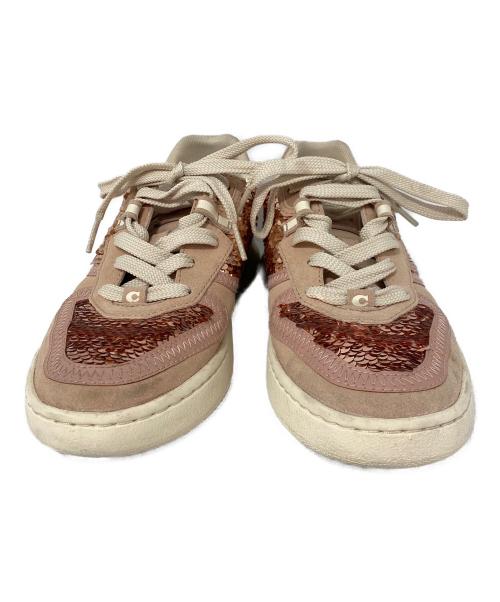 COACH（コーチ）COACH (コーチ) スパンコールスニーカー ピンク サイズ:23.5cmの古着・服飾アイテム