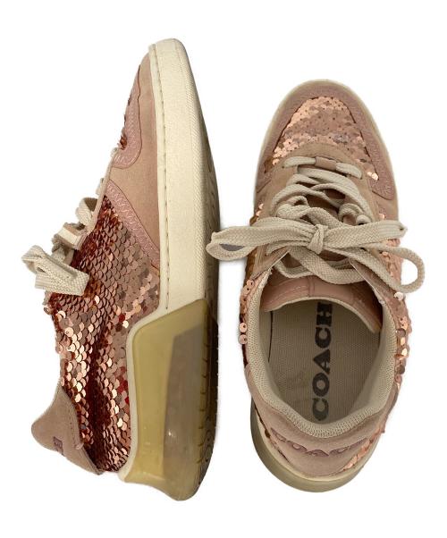 COACH（コーチ）COACH (コーチ) スパンコールスニーカー ピンク サイズ:23.5cmの古着・服飾アイテム