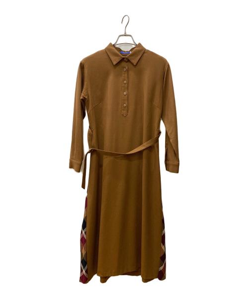 BLUE LABEL CRESTBRIDGE（ブルーレーベルクレストブリッジ）BLUE LABEL CRESTBRIDGE (ブルーレーベルクレストブリッジ) 長袖ワンピース ブラウン サイズ:36の古着・服飾アイテム