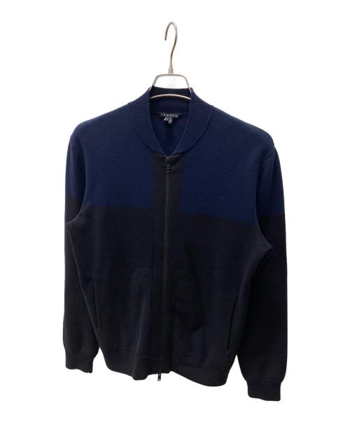 theory（セオリー）theory (セオリー) コットンウールクロップドジップアップブルゾン ネイビー×ブラック サイズ:Sの古着・服飾アイテム