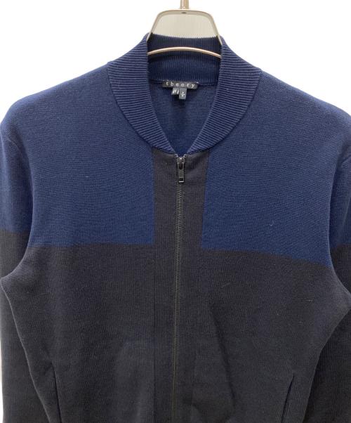 theory（セオリー）theory (セオリー) コットンウールクロップドジップアップブルゾン ネイビー×ブラック サイズ:Sの古着・服飾アイテム
