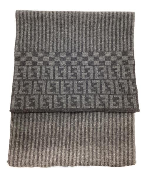 FENDI（フェンディ）FENDI (フェンディ) マフラー グレー×ブラックの古着・服飾アイテム