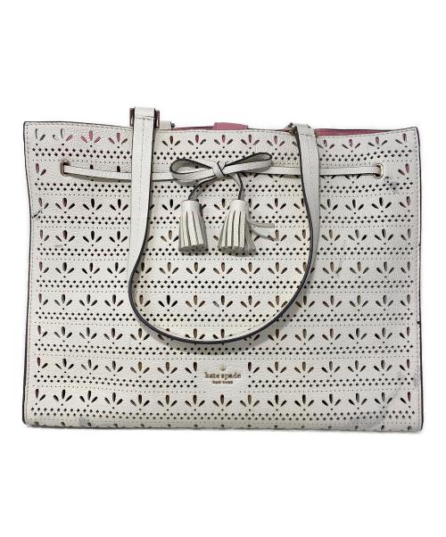 Kate Spade（ケイトスペード）Kate Spade (ケイトスペード) ハンドバッグ ホワイト×ピンクの古着・服飾アイテム