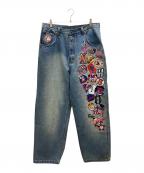 Negro League二グロ リーグ）の古着「チームロゴデニムパンツ」｜インディゴ