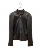 EMMETIエンメティ）の古着「シングルライダースレザージャケット」｜ブラック