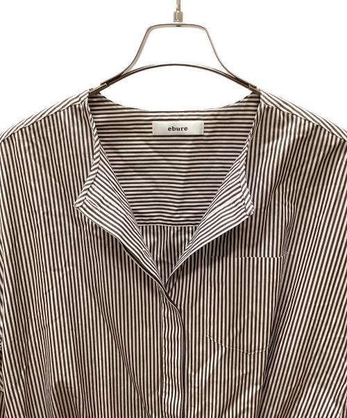 ebure（エブール）ebure (エブール) シャツワンピース ブラウン×ホワイト サイズ:Mの古着・服飾アイテム