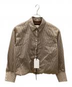Ameriアメリ）の古着「STRIPE INVERSION SHIRT TOP」｜ブラウン