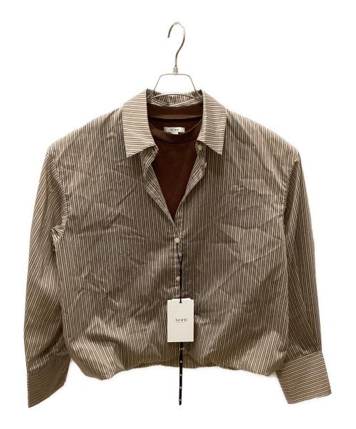 Ameri（アメリ）Ameri (アメリ) STRIPE INVERSION SHIRT TOP ブラウン サイズ:Fの古着・服飾アイテム