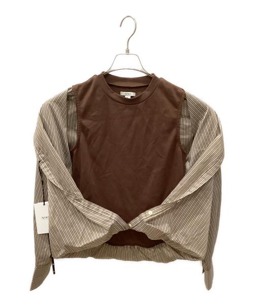 Ameri（アメリ）Ameri (アメリ) STRIPE INVERSION SHIRT TOP ブラウン サイズ:Fの古着・服飾アイテム