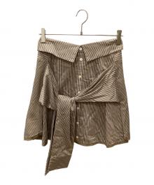 Ameri（アメリ）の古着「STRIPE SHIRT DETAIL MINI SKIRT」｜ブラウン