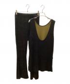 Ameriアメリ）の古着「ベロアセットアップ」｜ブラウン×グリーン