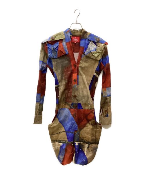 Vivienne Westwood RED LABEL（ヴィヴィアンウエストウッドレッドレーベル）Vivienne Westwood RED LABEL (ヴィヴィアンウエストウッドレッドレーベル) オールインワン レッド×ブルー サイズ:Sの古着・服飾アイテム