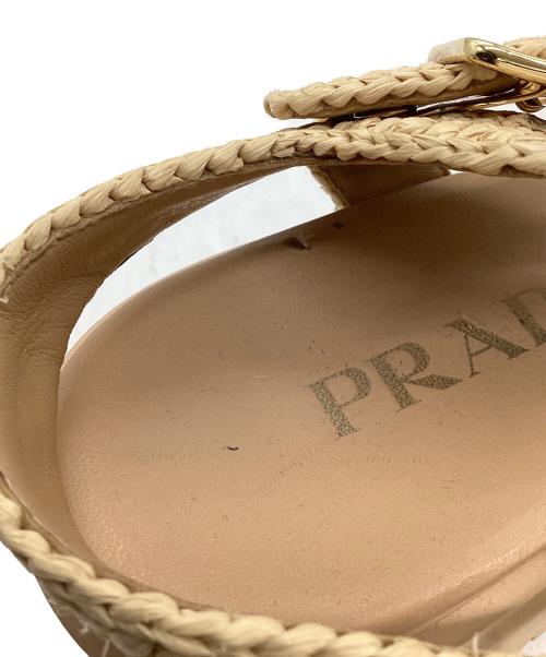 PRADA（プラダ）PRADA (プラダ) モノリスクロシェケージサンダル ベージュ サイズ:36の古着・服飾アイテム