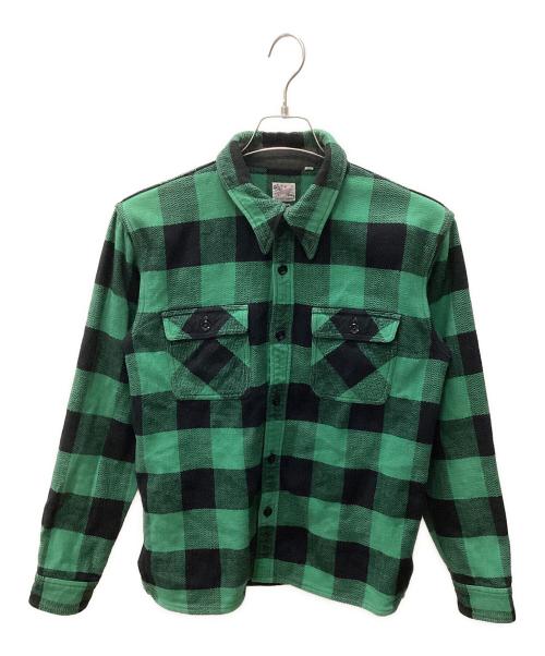 THE FLAT HEAD（ザ・フラットヘッド）THE FLAT HEAD (ザ・フラットヘッド) 長袖シャツ グリーン×ブラック サイズ:38の古着・服飾アイテム