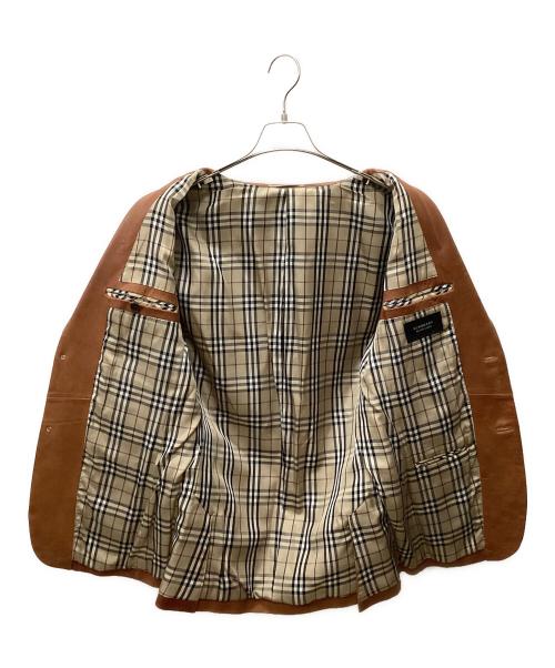 BURBERRY BLACK LABEL（バーバリーブラックレーベル）BURBERRY BLACK LABEL (バーバリーブラックレーベル) レザーテーラードジャケット ブラウン サイズ:Mの古着・服飾アイテム