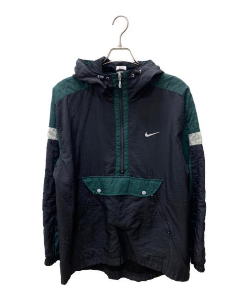 NIKE（ナイキ）NIKE (ナイキ) ハーフジップアノラックパーカー ブラック×グリーン サイズ:Mの古着・服飾アイテム