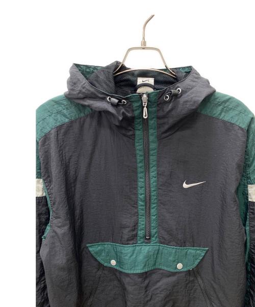 NIKE（ナイキ）NIKE (ナイキ) ハーフジップアノラックパーカー ブラック×グリーン サイズ:Mの古着・服飾アイテム