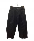 LEVI'Sリーバイス）の古着「LEVI'S ワイドプリーツ CROP ブラック GRANITE MADE OF JAPAN」｜ブラック
