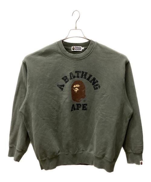 A BATHING APE（ア ベイシング エイプ）A BATHING APE (ア ベイシング エイプ) GARMENT DYE COLLEGE RELAXED FIT グリーン サイズ:XLの古着・服飾アイテム
