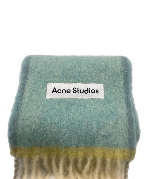 Acne studios（アクネ ストゥディオズ）Acne studios (アクネ ストゥディオズ) WOOLMOHAIR SCARF NARROW スカイブルー×イエローの古着・服飾アイテム