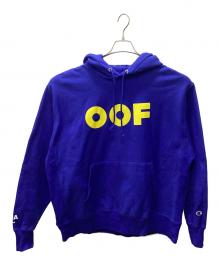 Champion×MoMA（チャンピオン×モマ）の古着「ED RUSCHA OOF REVERSE WEAVE フーディー」｜ブルー×イエロー