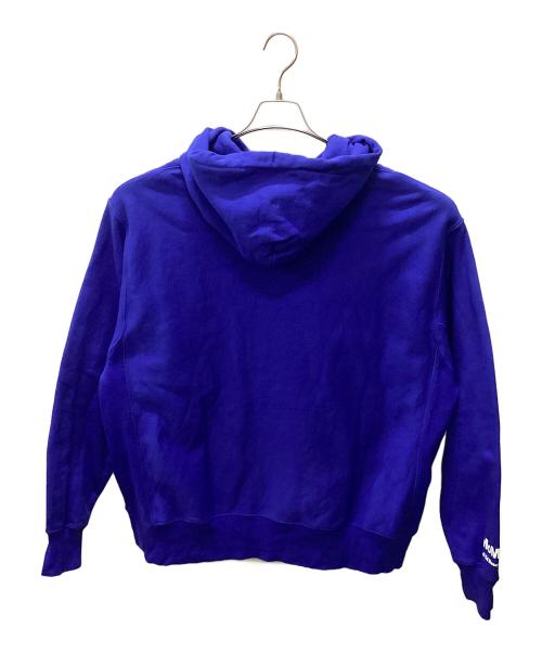 Champion（チャンピオン）Champion (チャンピオン) MoMA (モマ) ED RUSCHA OOF REVERSE WEAVE フーディー ブルー×イエロー サイズ:X-LARGEの古着・服飾アイテム