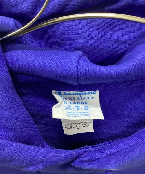 Champion（チャンピオン）Champion (チャンピオン) MoMA (モマ) ED RUSCHA OOF REVERSE WEAVE フーディー ブルー×イエロー サイズ:X-LARGEの古着・服飾アイテム