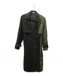 DION（ディオン）の古着「DION ダブルトレンチコート」｜ブラック×グリーン