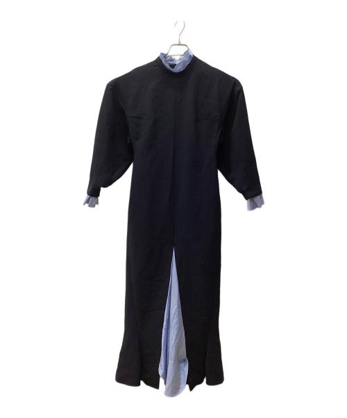 ENFOLD（エンフォルド）ENFOLD (エンフォルド) 長袖レイヤードワンピース ネイビー サイズ:36の古着・服飾アイテム