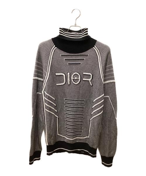 Dior（ディオール）Dior (ディオール) 19AW 空山基 コラボ テクニカル タートルネック ニット セーター グレー サイズ:Mの古着・服飾アイテム