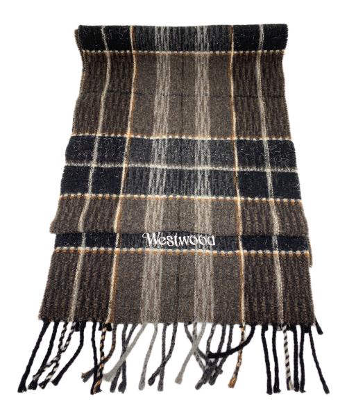 Vivienne Westwood（ヴィヴィアンウエストウッド）Vivienne Westwood (ヴィヴィアンウエストウッド) オーブ刺繍チェックマフラーの古着・服飾アイテム