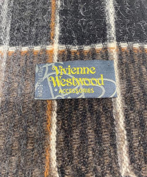 Vivienne Westwood（ヴィヴィアンウエストウッド）Vivienne Westwood (ヴィヴィアンウエストウッド) オーブ刺繍チェックマフラーの古着・服飾アイテム