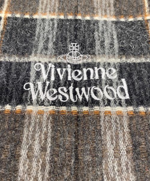Vivienne Westwood（ヴィヴィアンウエストウッド）Vivienne Westwood (ヴィヴィアンウエストウッド) オーブ刺繍チェックマフラーの古着・服飾アイテム