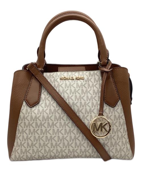 MICHAEL KORS（マイケル・コース）MICHAEL KORS (マイケル・コース) 2WAYバッグ ホワイト×ブラウンの古着・服飾アイテム