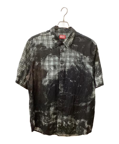 DIESEL（ディーゼル）DIESEL (ディーゼル) 半袖シャツ ブラック×グレー サイズ:52の古着・服飾アイテム