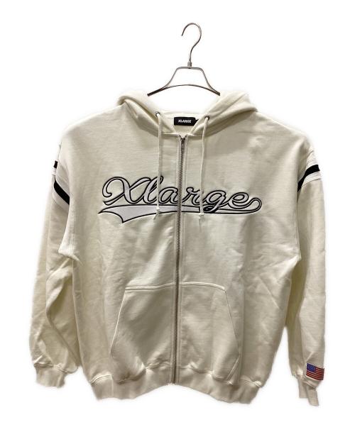X-LARGE（エクストララージ）X-LARGE (エクストララージ) LINE ZIP UP HOODED SWEATSHIRT ホワイト サイズ:XLの古着・服飾アイテム