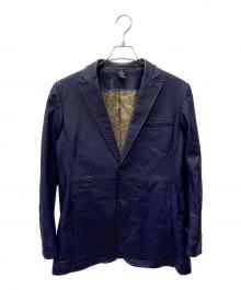 LANVIN（ランバン）の古着「レザーテーラードジャケット」｜ブルー