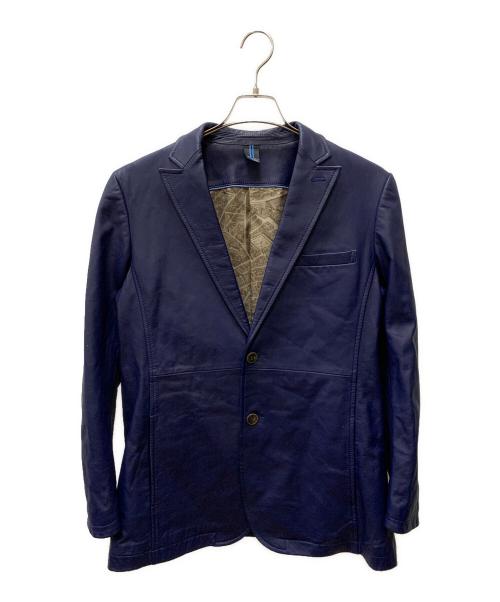LANVIN（ランバン）LANVIN (ランバン) レザーテーラードジャケット ブルー サイズ:48の古着・服飾アイテム