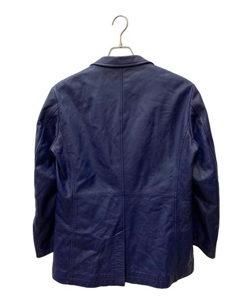 LANVIN（ランバン）LANVIN (ランバン) レザーテーラードジャケット ブルー サイズ:48の古着・服飾アイテム