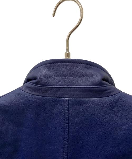 LANVIN（ランバン）LANVIN (ランバン) レザーテーラードジャケット ブルー サイズ:48の古着・服飾アイテム