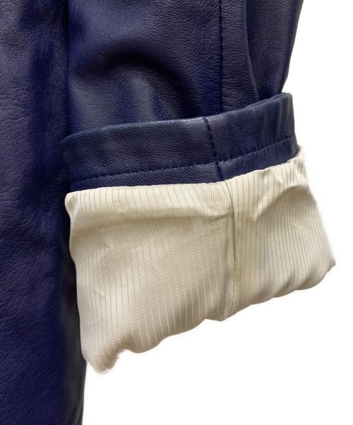 LANVIN（ランバン）LANVIN (ランバン) レザーテーラードジャケット ブルー サイズ:48の古着・服飾アイテム