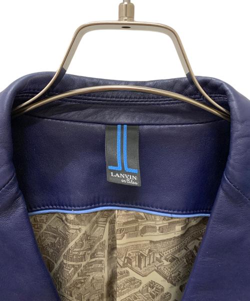 LANVIN（ランバン）LANVIN (ランバン) レザーテーラードジャケット ブルー サイズ:48の古着・服飾アイテム