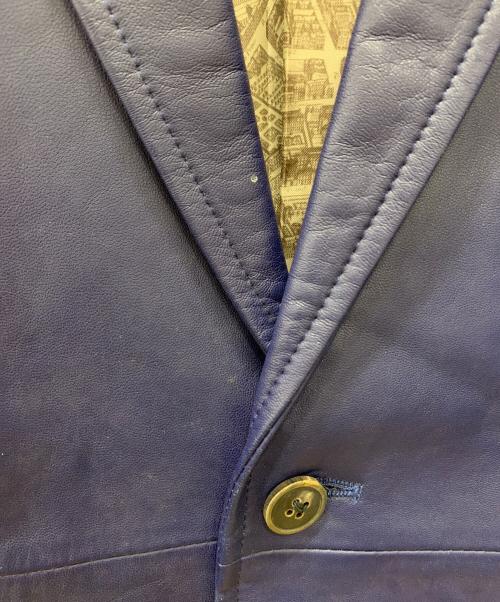 LANVIN（ランバン）LANVIN (ランバン) レザーテーラードジャケット ブルー サイズ:48の古着・服飾アイテム